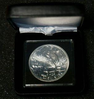 (SOLD OUT) 2015 GOLDSILVER PEGASUS Silver Coin in BU condition & QUADRUM Protection & Black Leuchtturm PRESENTATION BOX