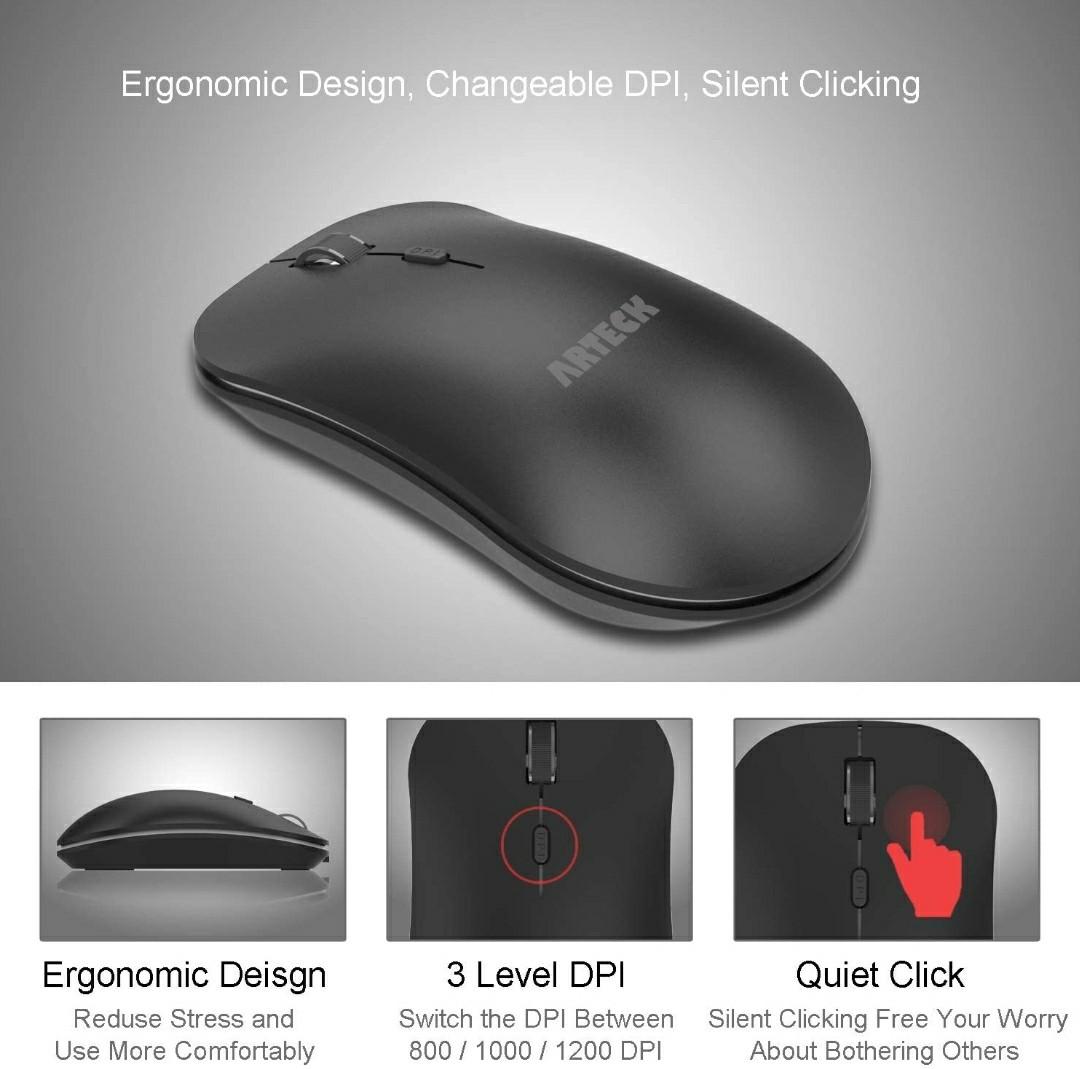 Arteck 2.4G Wireless Keyboard and Mouse Combo Ultra Compact Slim