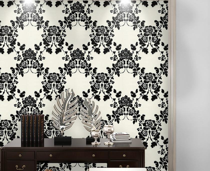 Black Floral Flower Wallpaper Wall Sticker Home Decor Furniture