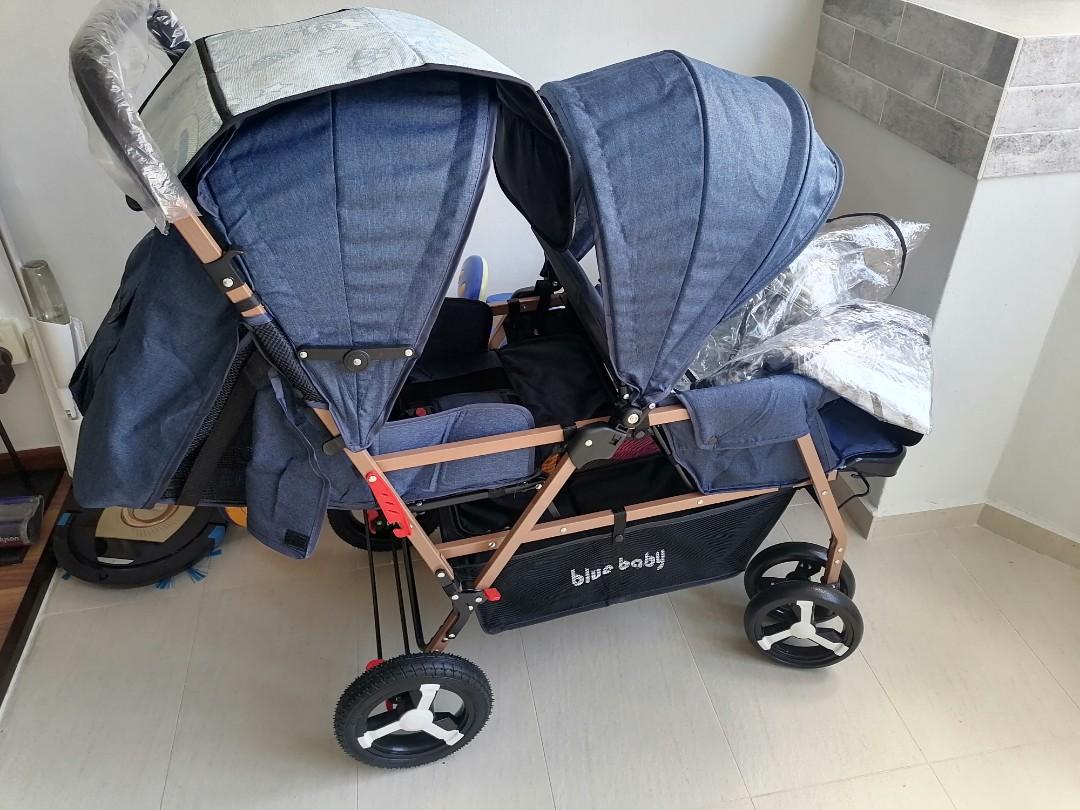 Blue baby twin double stroller BRAND NEW
