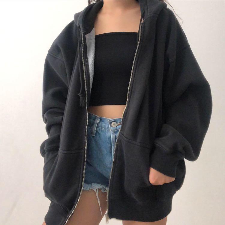 Brandy Melville Carla Hoodie Jacket Sweater in Black, Women's Fashion,  Coats, Jackets and Outerwear on Carousell