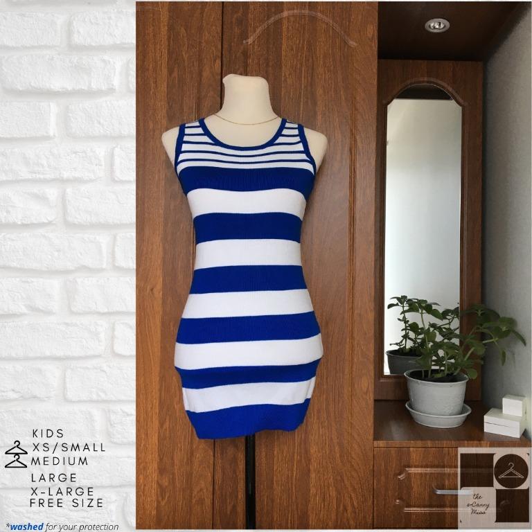 Casual Blue And White Stripe Dress Code D005 Women S Fashion Clothes Dresses Skirts On Carousell