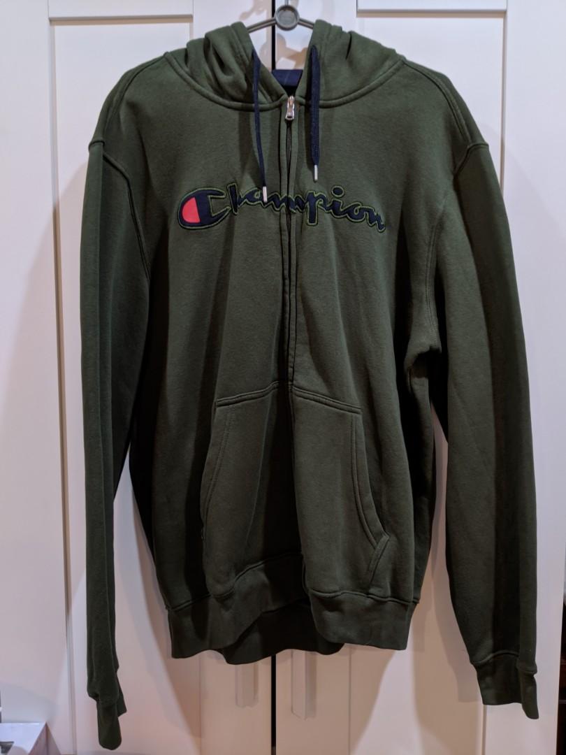 green and grey champion hoodie