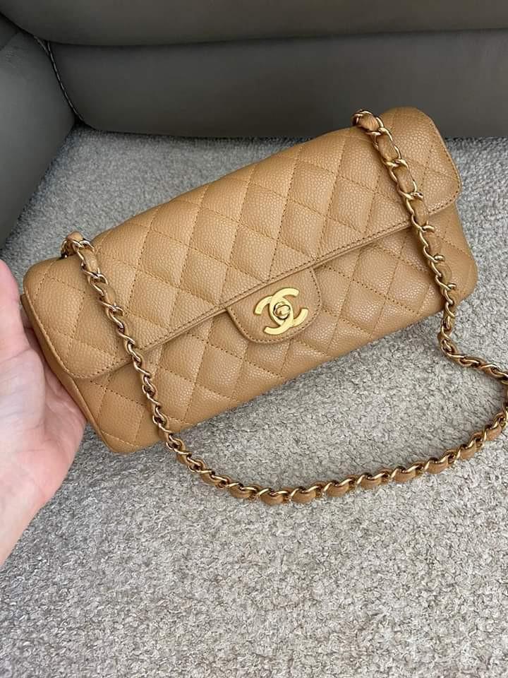Chanel Dark Brown Quilted Caviar Leather Classic East/West Flap Bag -  Yoogi's Closet