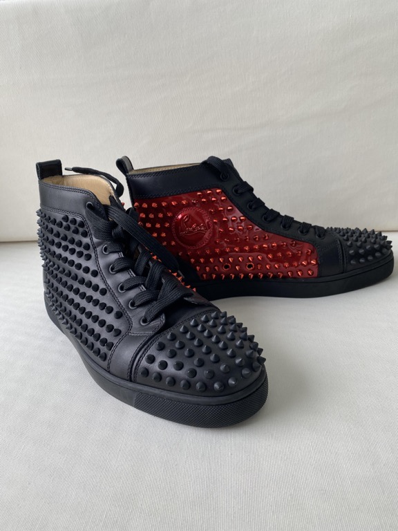 Christian Louboutin Black/Red High Cut Sneakers (Preloved/Genuine), Men&#39;s Fashion, Footwear ...