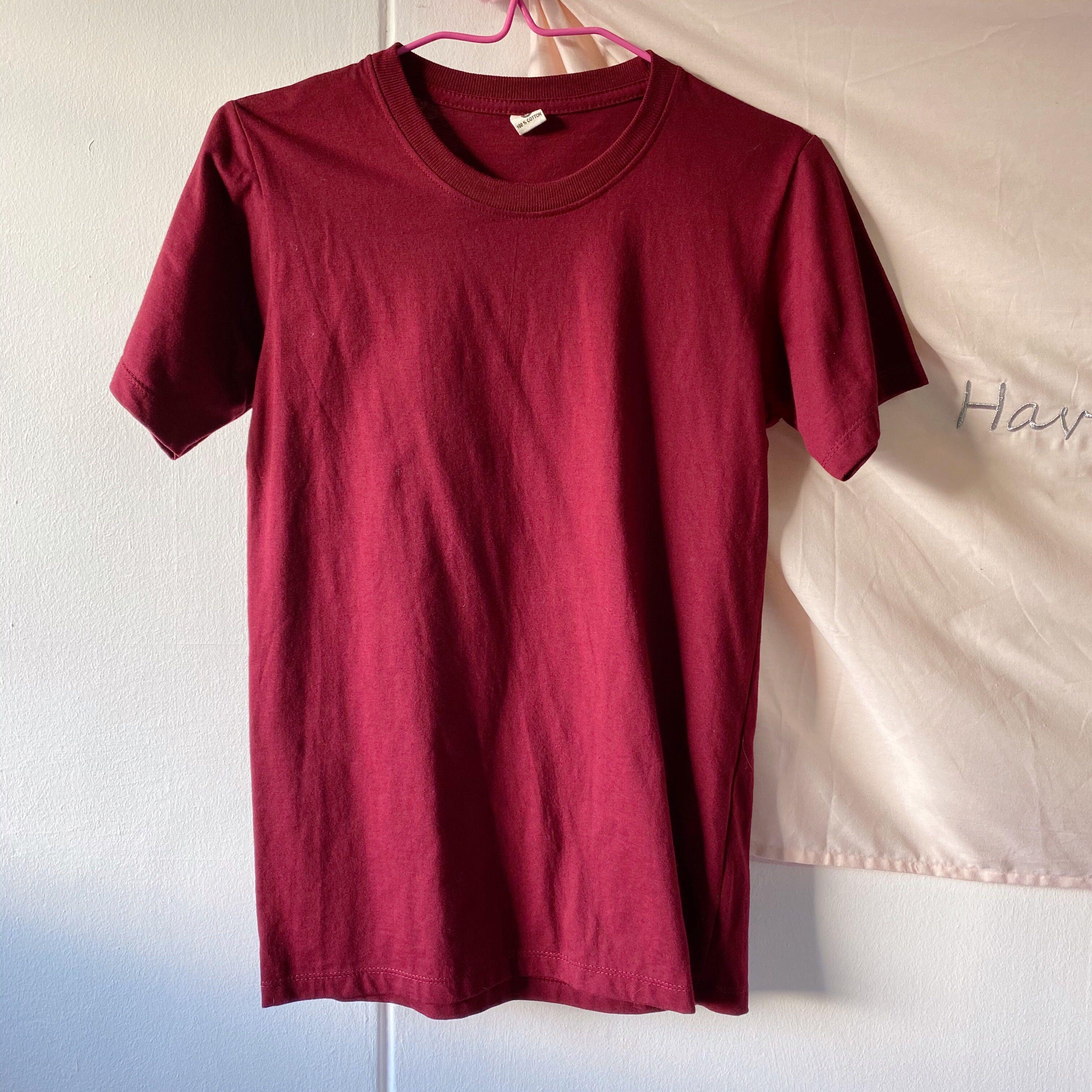 Dark Red Plain Tee Women s Fashion Tops Shirts on Carousell