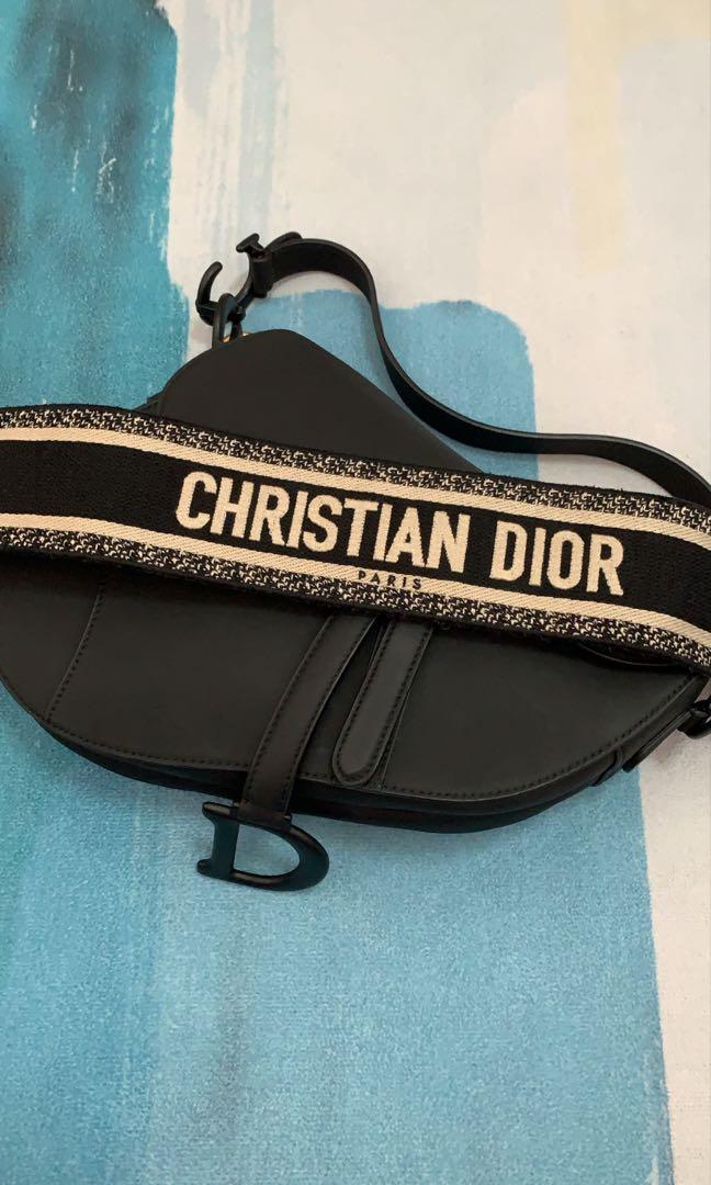 dior black saddle bag with strap