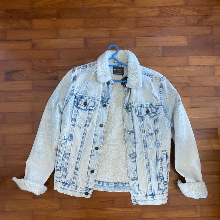 Borg lined on sale denim jacket primark
