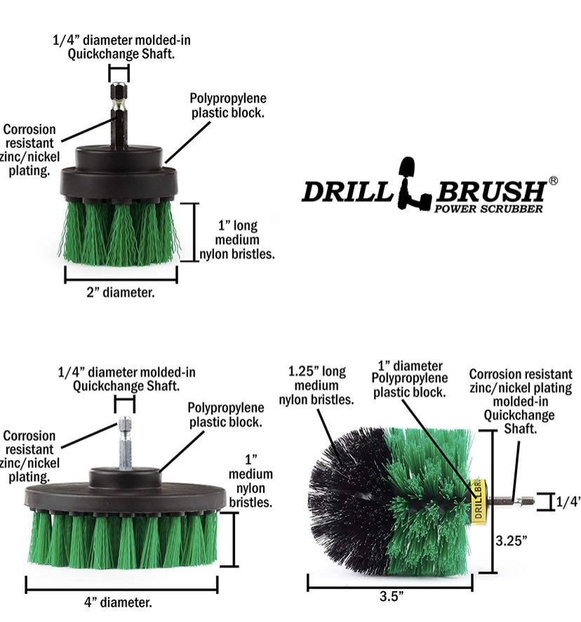 Drillbrush Green Kitchen Cleaning Drill Brushes Stainless Steel Sink