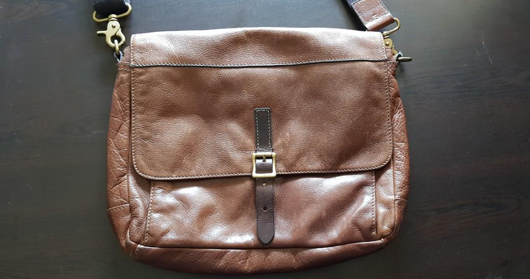 Fossil defender leather messenger bag cheap