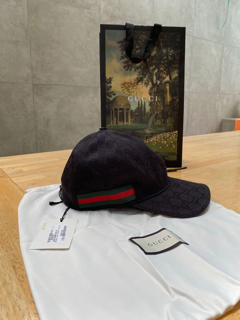 Gucci Original GG Canvas Baseball Hat with Web Black in Canvas - US