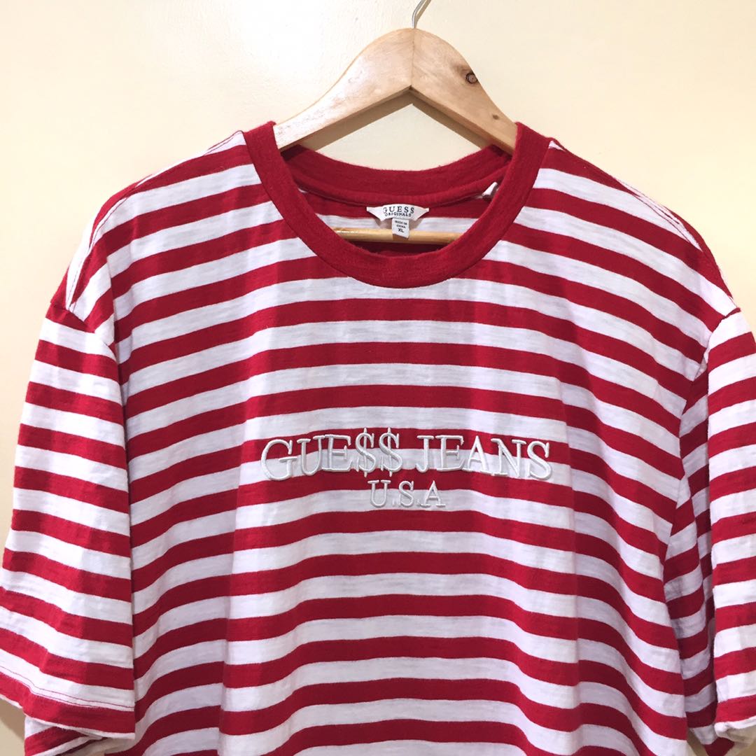 Guess Originals Asap Rocky Red Striped Tee, Women's Fashion, Tops, Others on Carousell