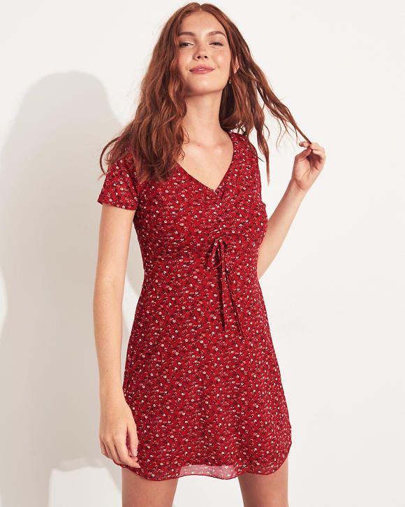 Hollister red best sale floral dress