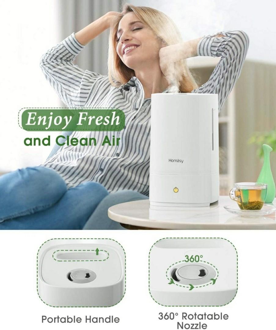 Homasy 4.5L Cool Mist Humidifiers, Top Filling Humidifiers for Bedroom
