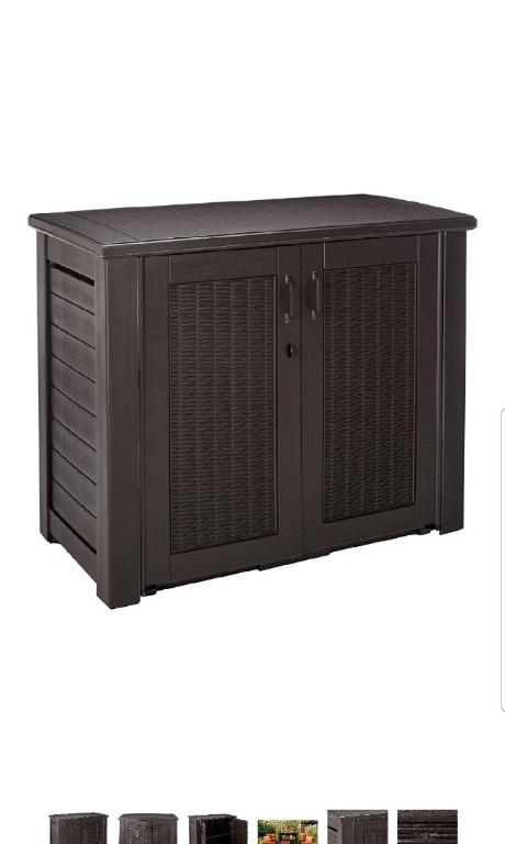 Hot Rubbermaid Large Patio Garden Balcony Chic Outdoor Storage Deck Box Unit Black Oak Rattan Wicker Basket Weave Everything Else On Carousell