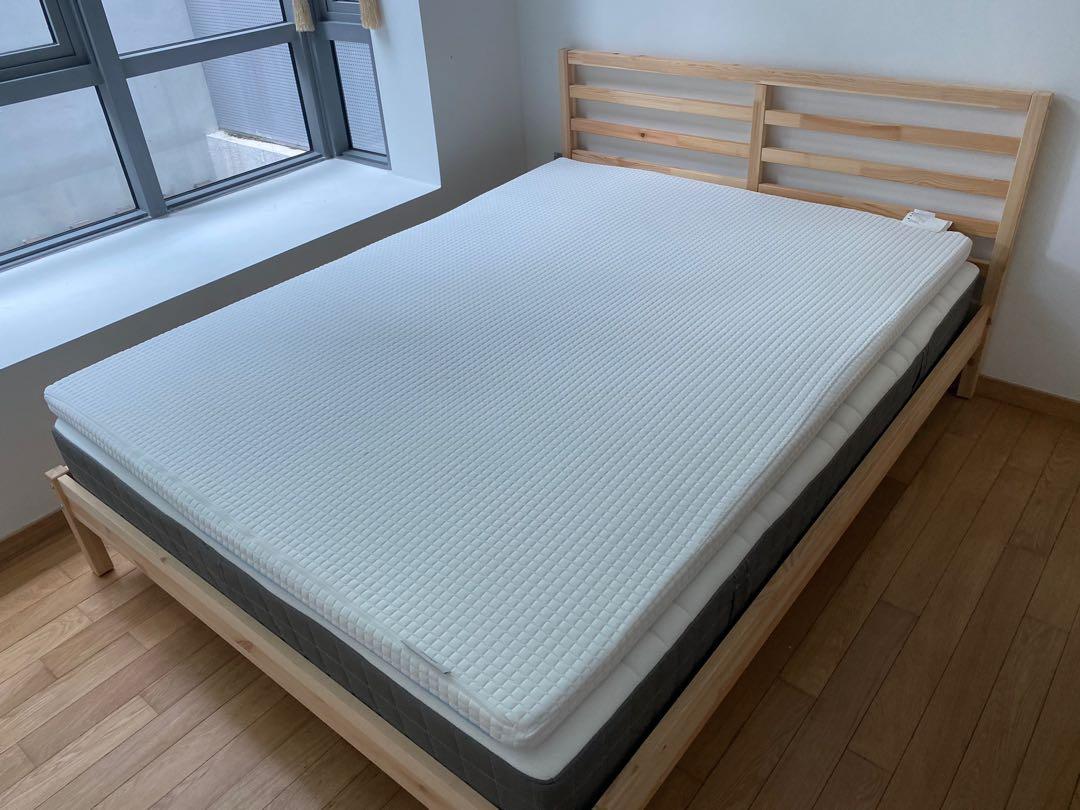 Like New Ikea Queen Bed W Hovag Mattress Exclude Topper