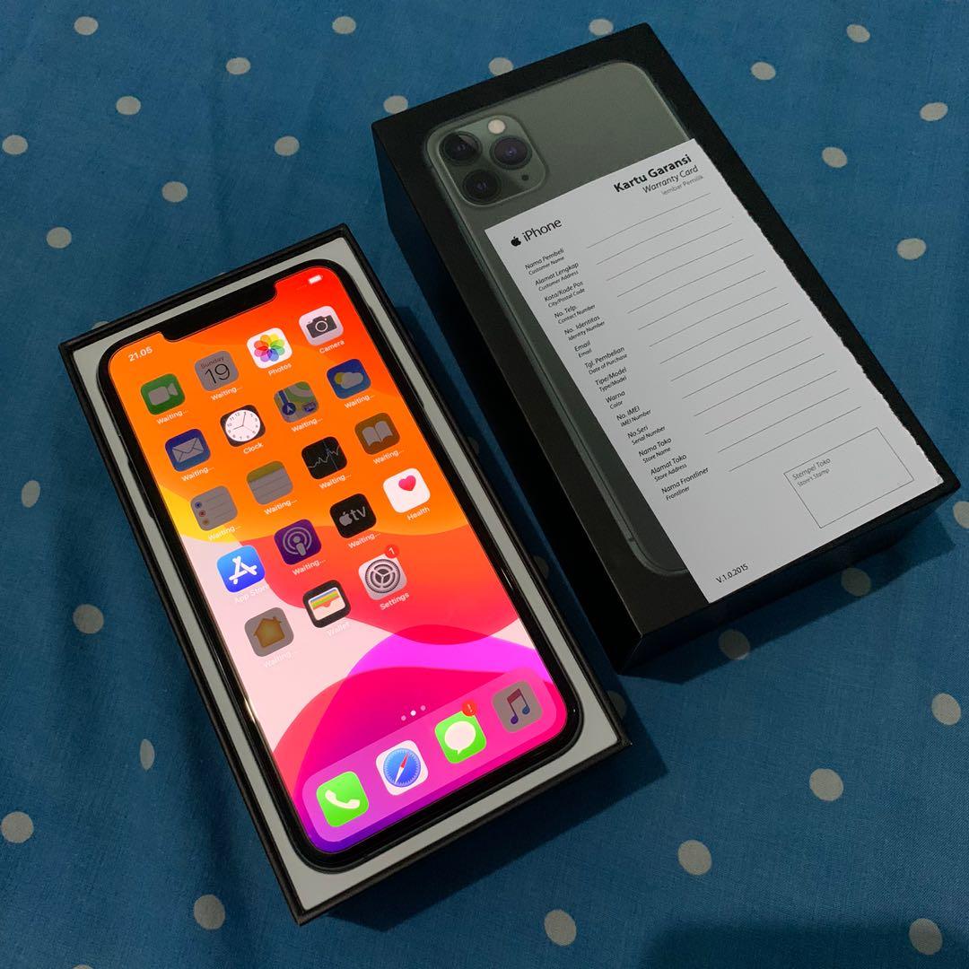 Iphone 11 Pro Max 256gb Midnight Green Resmi Ibox Telepon Seluler Tablet Iphone Iphone 11 Series Di Carousell