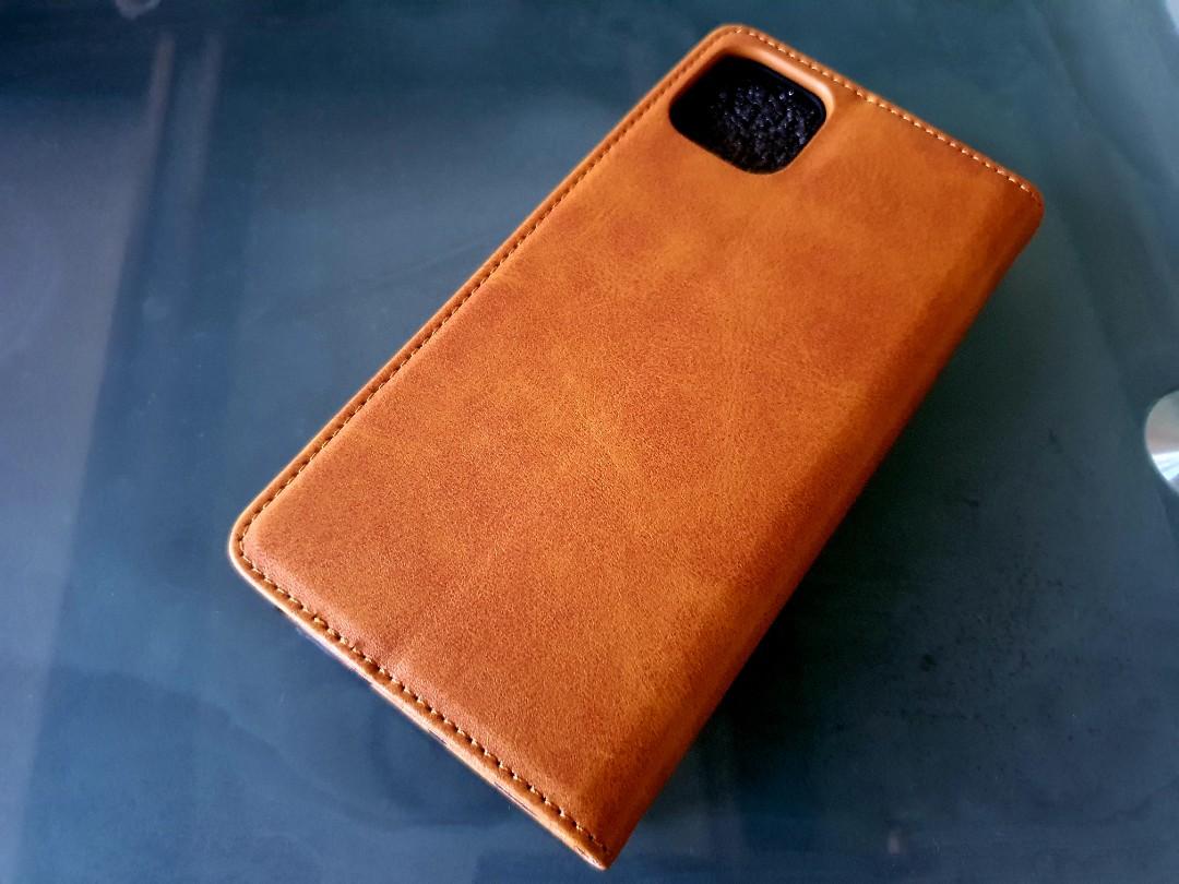 iPhone 11 Pro Max Leather Flip Cover Light Brown, Mobile Phones