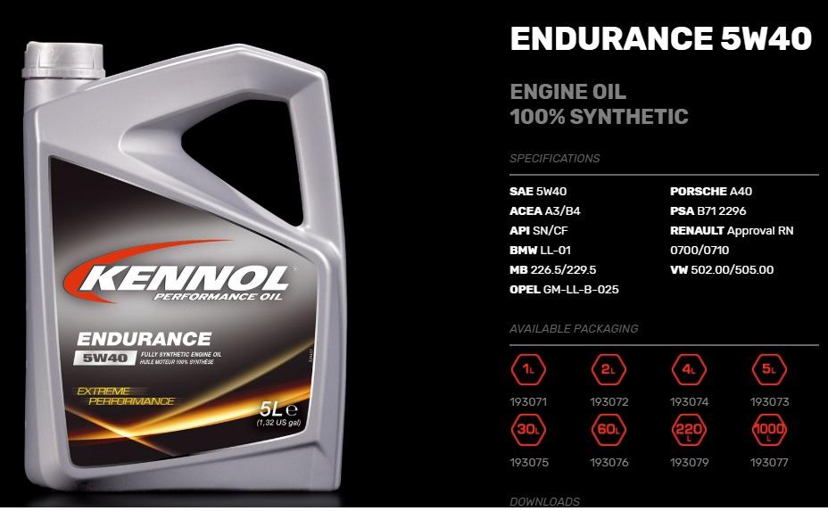 ENDURANCE 5W-40  KENNOL - Performance Oil