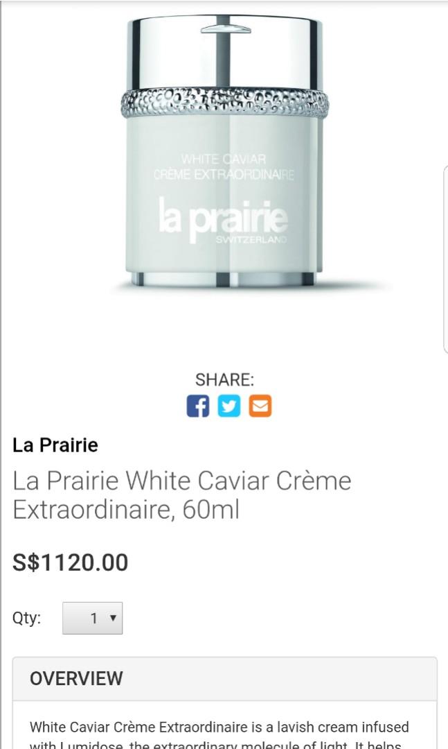 La Prairie White Caviar Creme Extraordinaire 5ml Beauty Personal Care Face Face Care On Carousell