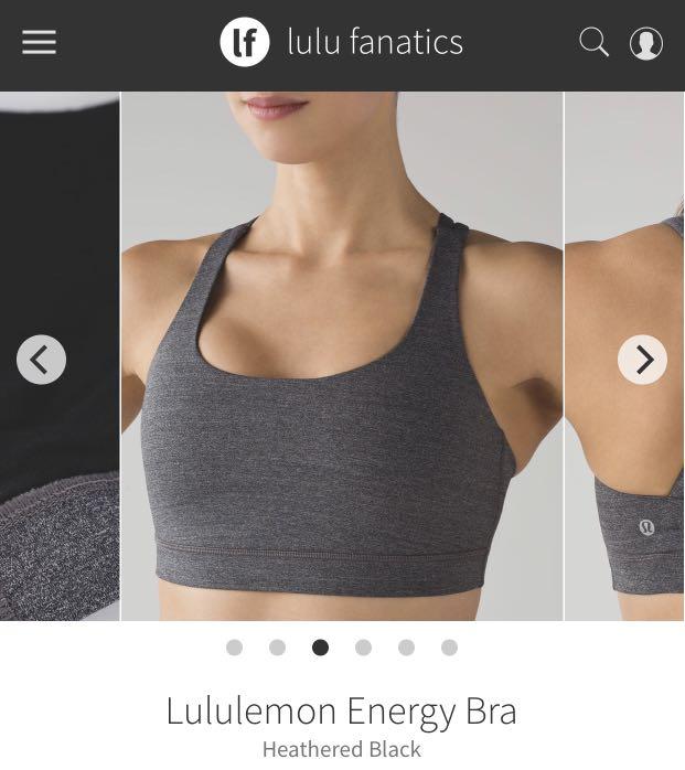 Lululemon Energy Bra in Heathered Black Size 8, Women's Fashion, Activewear  on Carousell