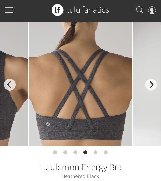 Lululemon Energy Bra in Heathered Black Size 8, Women's Fashion, Activewear  on Carousell