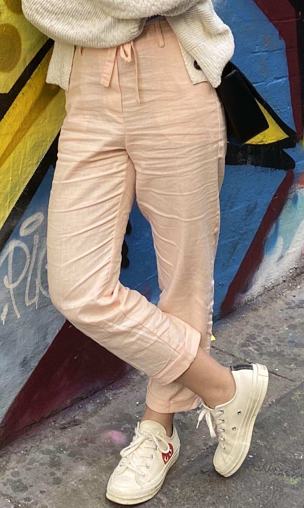Peach Linen Pants Discount Sale, UP TO 