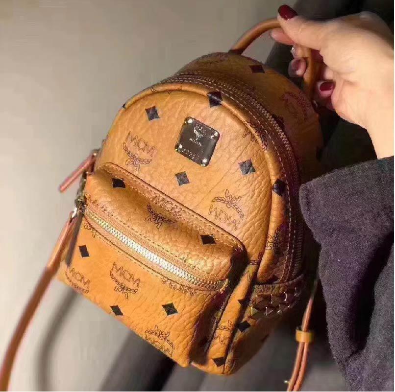 MCM super mini ladies school bag rivet decoration backpack c Luxury Apparel on Carousell