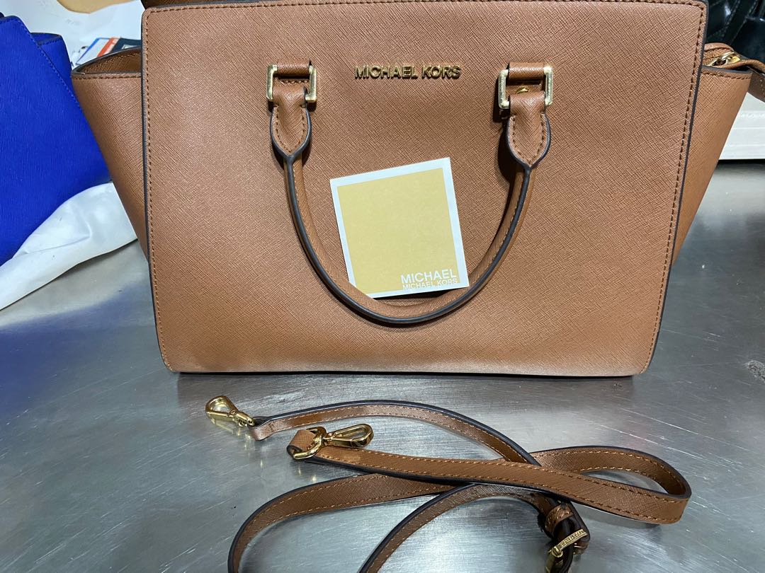 michael kors tan clutch bag