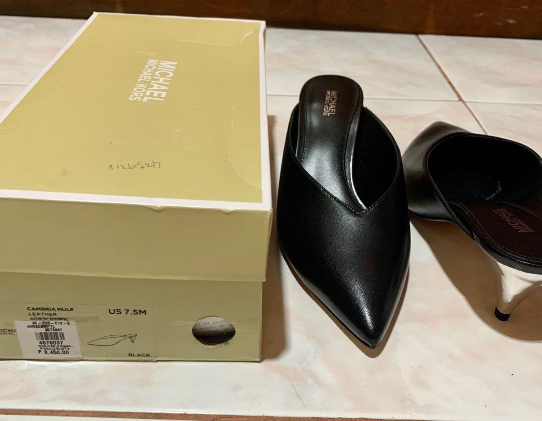 Michael Kors Cambria Mule Leather Black Women s Fashion