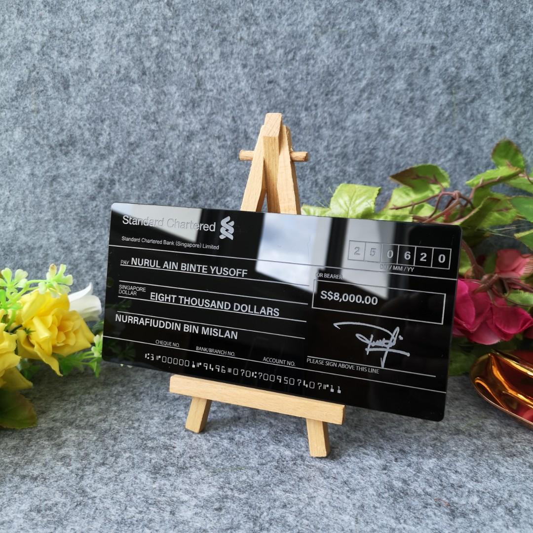Download Mockup Cheque Wedding Black Glossy Acrylic Everything Else On Carousell