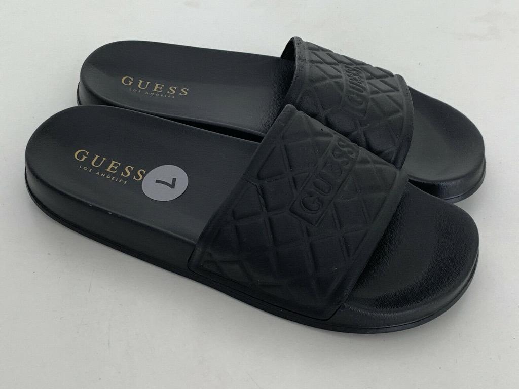 NEW GUESS FACTS BLACK RUBBER SLIP ON SLIDES FLIP FLOPS SLIPPERS 7