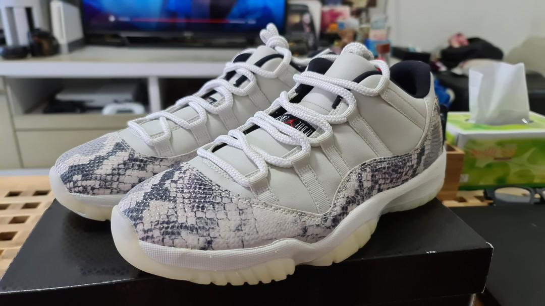 US Size 10 Nike Air Jordan 11 Retro Low LE White Snake Skin Lightbone Men s Fashion Footwear Sneakers on Carousell