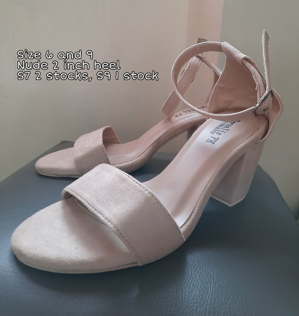 2 inch nude block heels