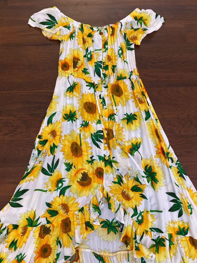 Off shoulder top sunflower dress