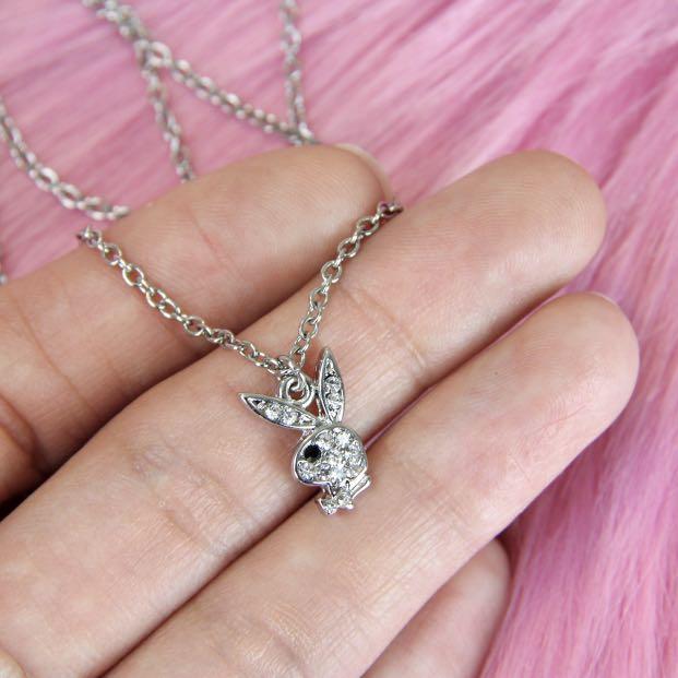 Rhinestone playboy 2024 bunny necklace