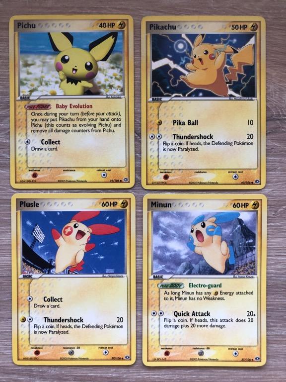 pokemon card pichu pikachu evolution level ex emerald hobbies toys toys games on carousell