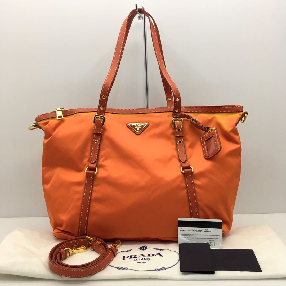 Prada Nylon Orange 2Way Bag 207005366 Luxury Bags Wallets on