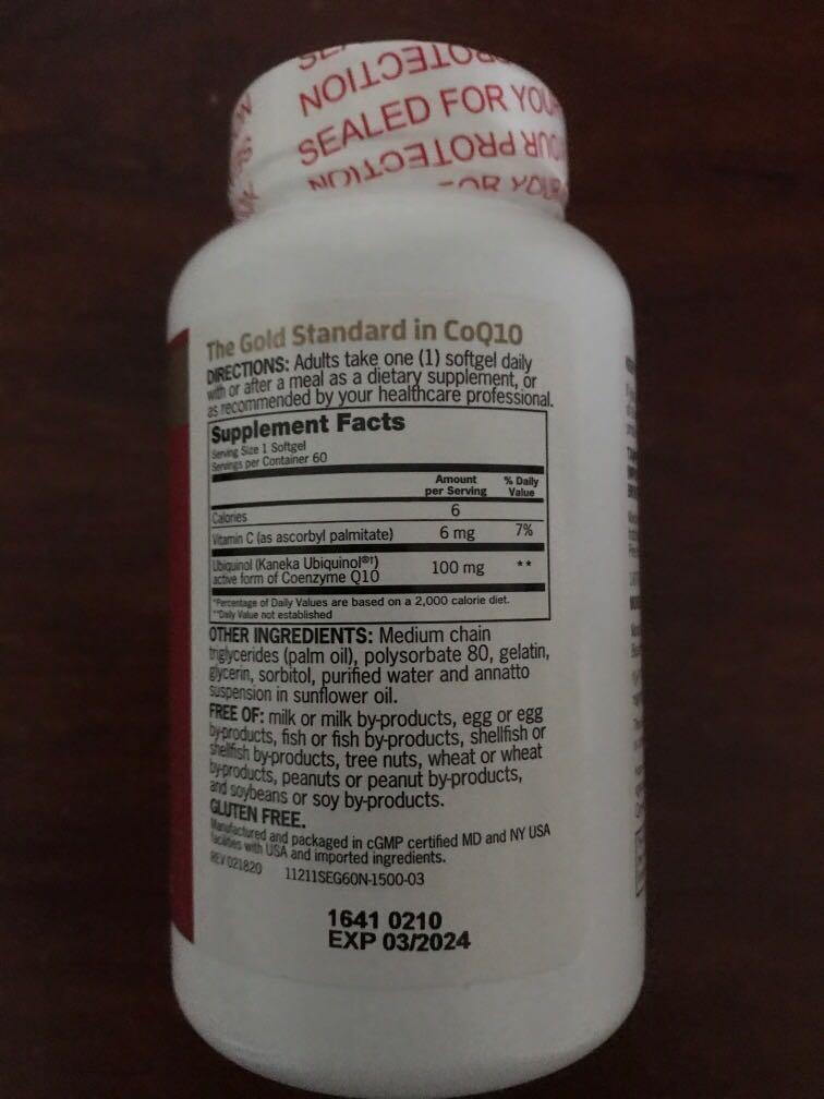 Qunol mega CoQ10 ubiquinol (Category: Vitamins & Supplements) located in Singapore. Submitted by mangosteen888 (Listing ID 1021828250, Image 2). Description: Active form of CoQ10. Patented water and fat soluble Superior absorption. Exp 03/2024.