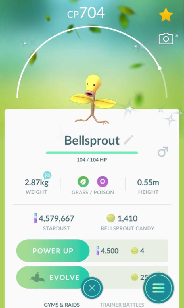 Shiny Bellsprout Toys Games Video Gaming Video Games On Carousell Pokemon let's go eevee or pikachu players can use a helpful nintendo switch trick to catch shiny mewtwo out in the wild, but it can take a long time to complete. shiny bellsprout