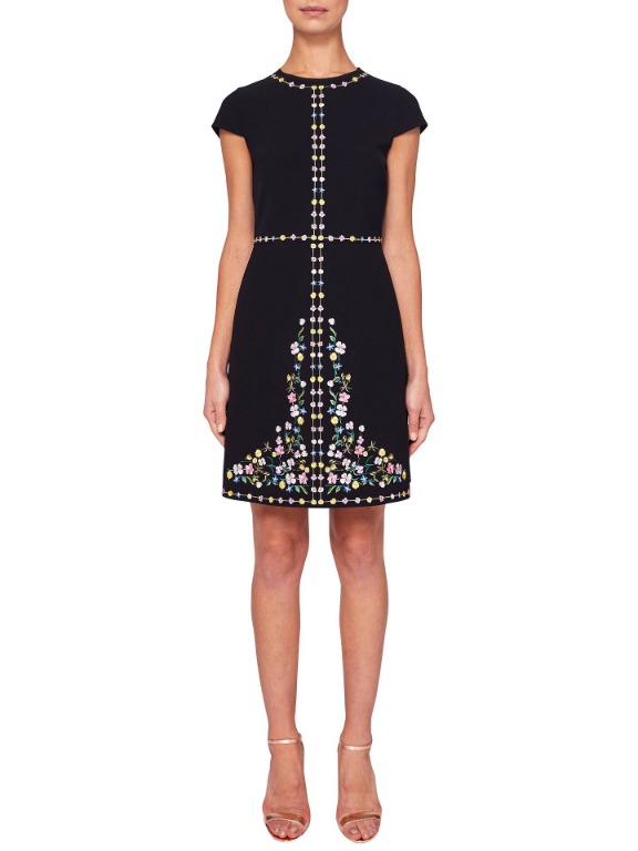 Ted Baker London Jeorjia Embroidered Cap Sleeve Dress, size1
