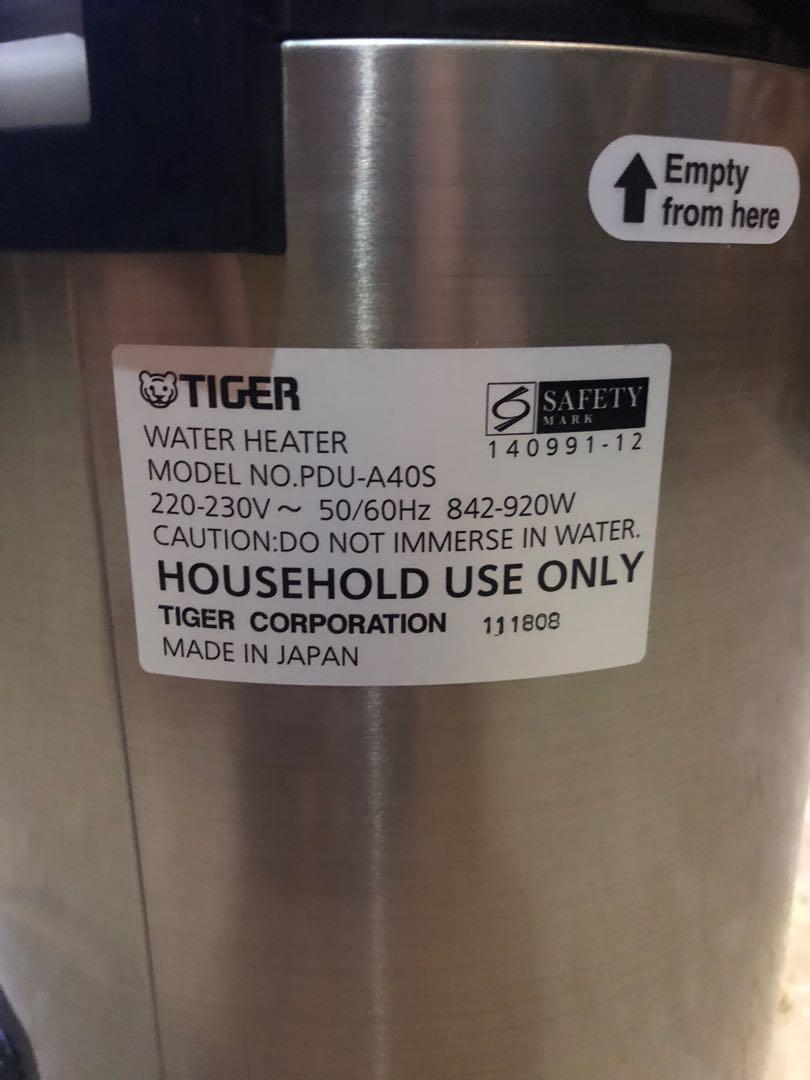 LNIB TIGER Hot Water Electric Thermo Flask 4.0l, TV & Home Appliances