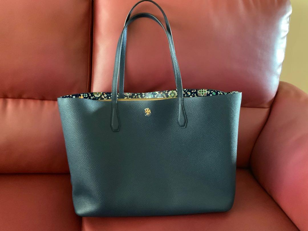 tory burch navy blue tote