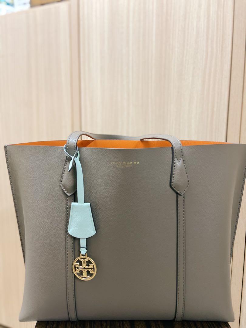Tory Burch Perry Triple Compartment Tote Gray Heron 95 new