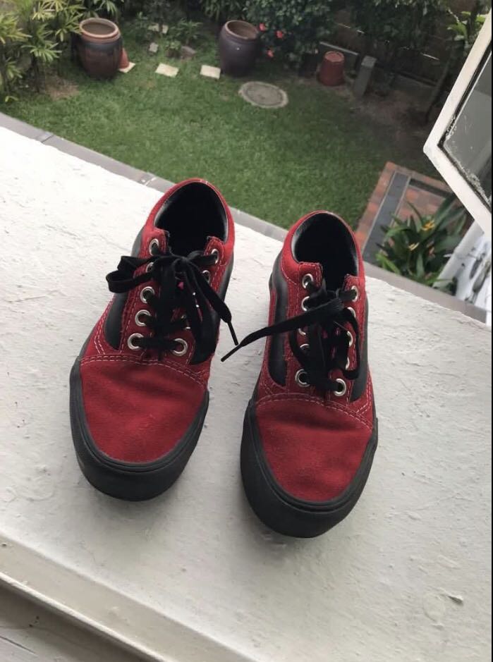 Red vans hot sale platform sneakers