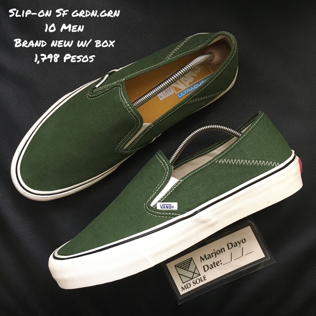 Vans Slip On SF Green, Men's Fashion, Footwear, Sneakers on Carousell