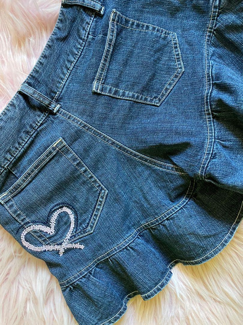 ruffled denim shorts