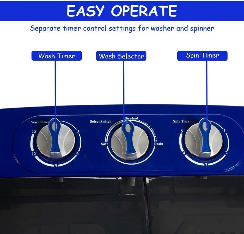 YK3XW Display4top Portable Compact Mini Twin Tub Washing Machine and Spin Cycle w/Hose,3.6KG