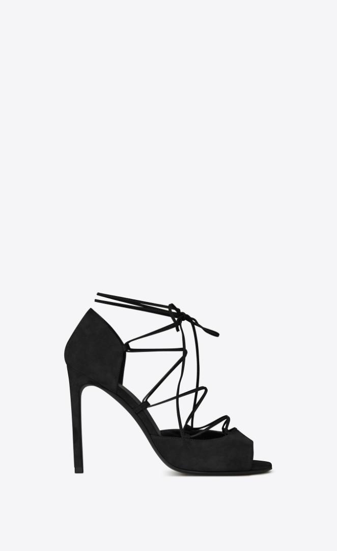 SOLD BNIB Yves Saint Laurent JANE 105 PEEP TOE LACE UP SANDAL IN