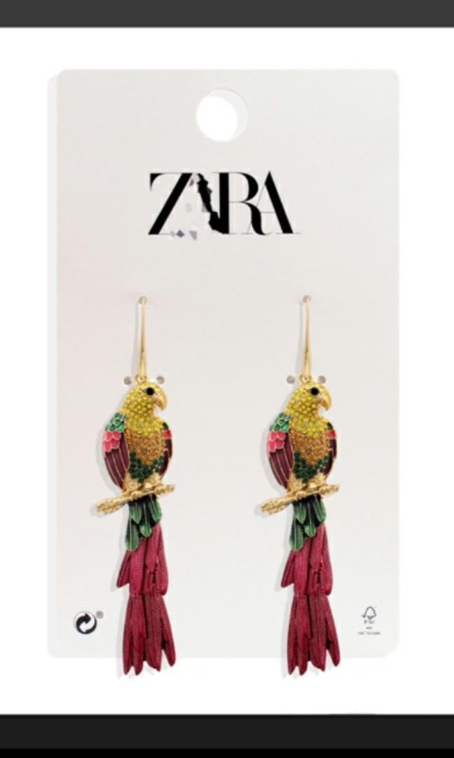 Brand new ZARA parrot earrings 7.5cm 